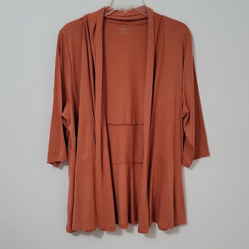 Catherines Rust Open Front Cardigan, Size 14/16W